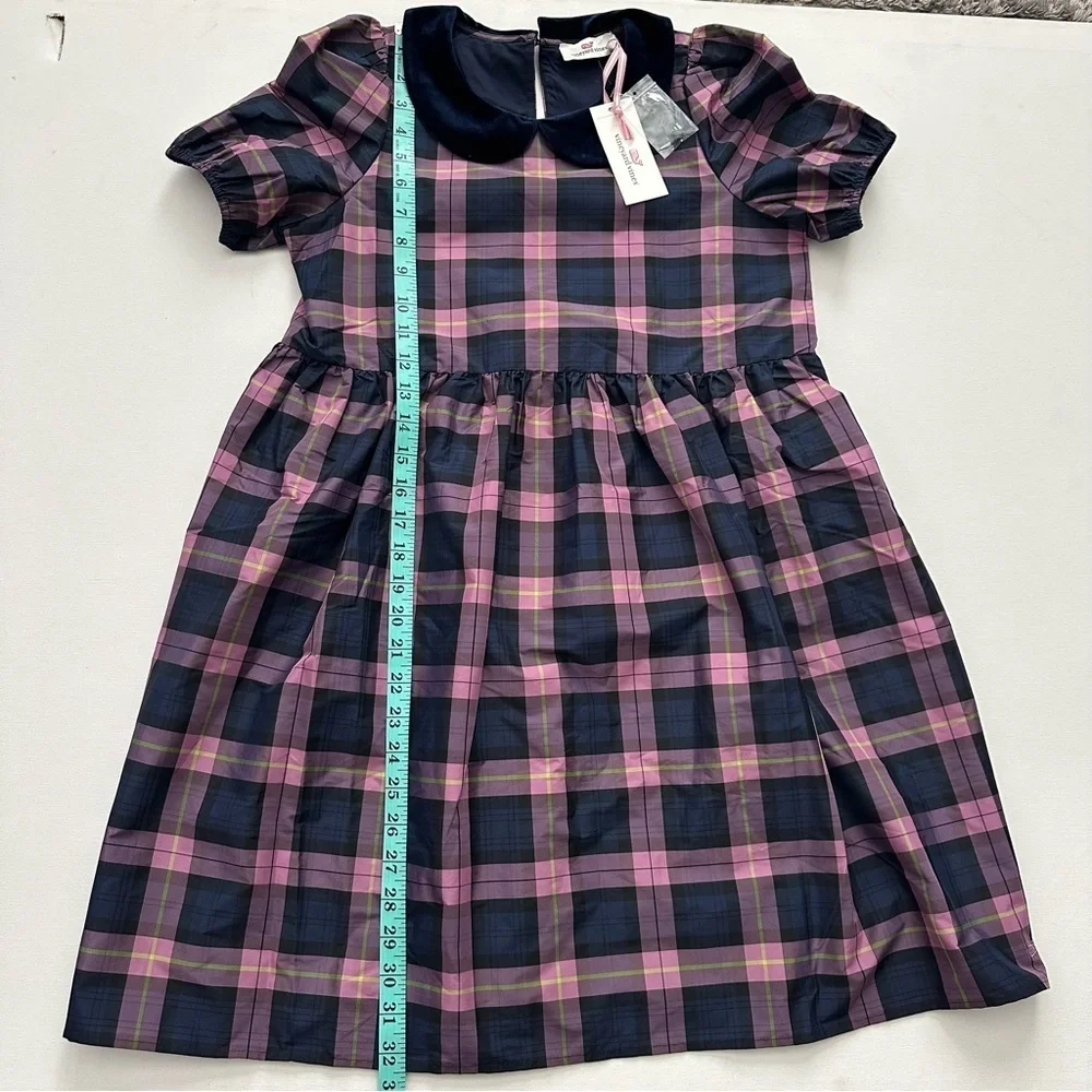 Vineyard Vines Girls' Collared Taffeta Holiday Dress Size M